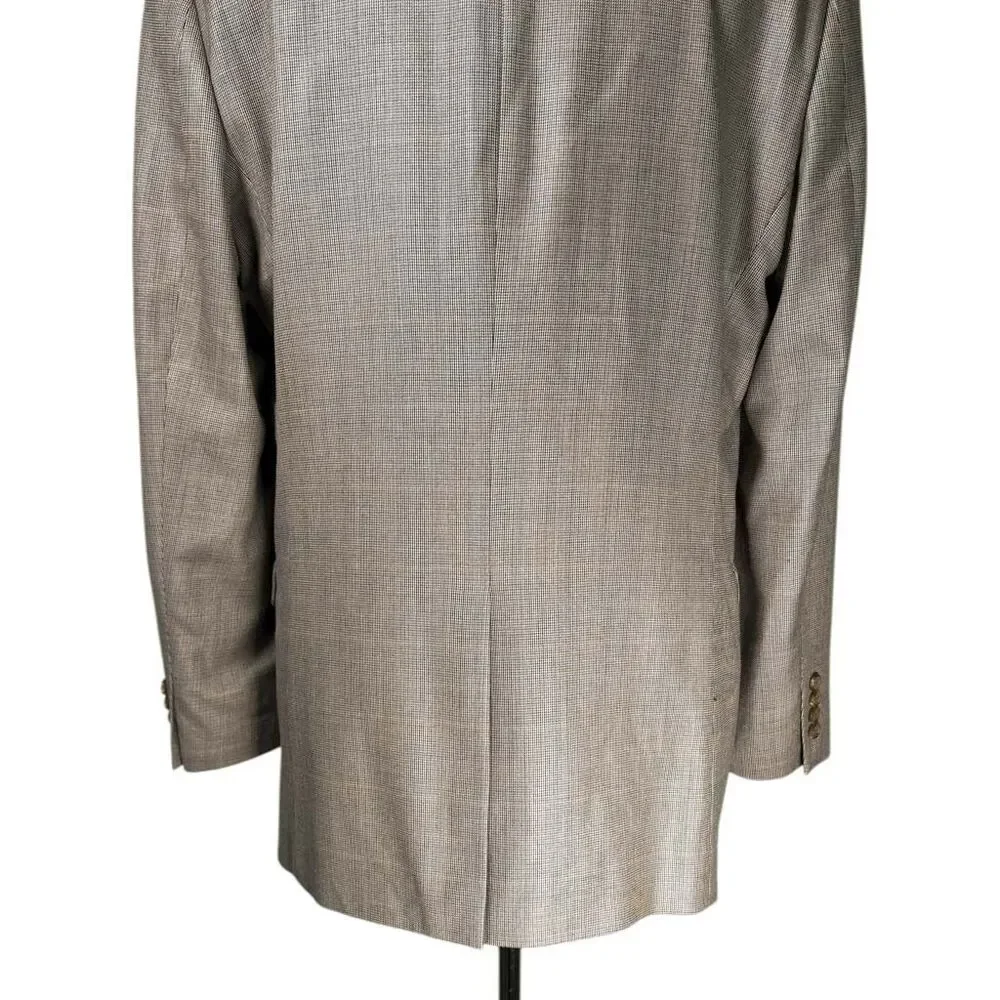 Ralph Lauren Mens Blazer 42L Beige Silk Wool 2 Button Sport Coat Jacket Lined